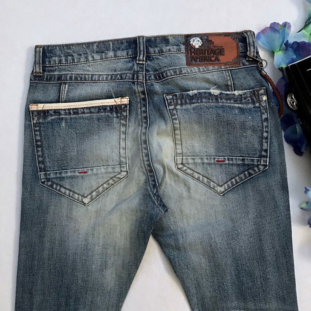 Heritage by America NWOT Distressed Skinny Jeans Men 32 x 33 - Picture 9 of 13
